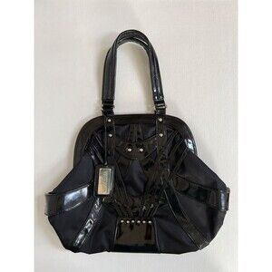 White House Black Market Purse Black Silver Satchel Tote Studded Framed